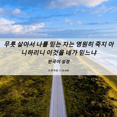 Picture 06 - 요한복음 11:26 KOR - 무릇 살아서 나를 믿는 자는 영원히 - Bible Verse Picture