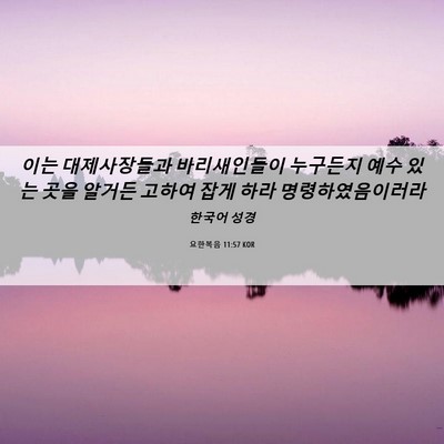Picture 06 - 요한복음 11:57 KOR - 이는 대제사장들과 바리새인들이 - Bible Verse Picture