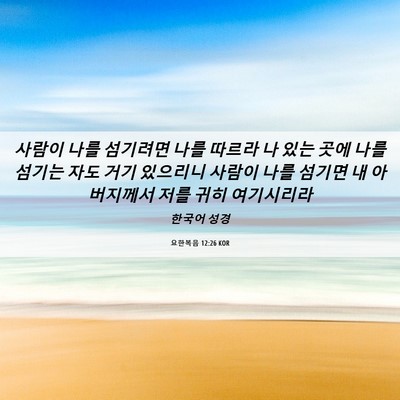 Picture 06 - 요한복음 12:26 KOR - 사람이 나를 섬기려면 나를 따르라 - Bible Verse Picture