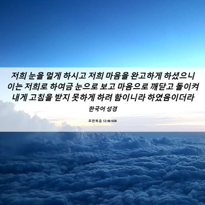Picture 06 - 요한복음 12:40 KOR - 저희 눈을 멀게 하시고 저희 마음을 - Bible Verse Picture