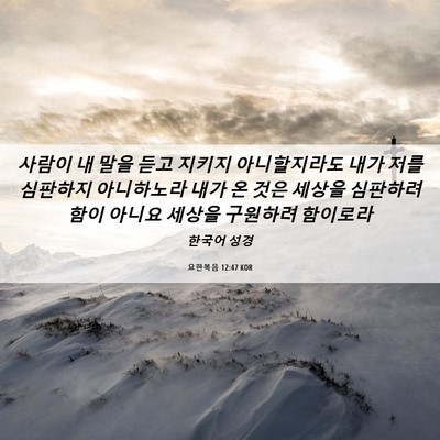 Picture 06 - 요한복음 12:47 KOR - 사람이 내 말을 듣고 지키지 - Bible Verse Picture