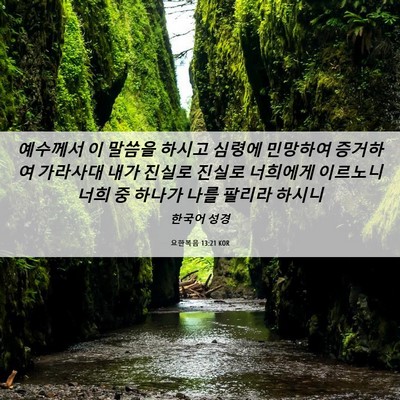 Picture 06 - 요한복음 13:21 KOR - 예수께서 이 말씀을 하시고 심령에 - Bible Verse Picture