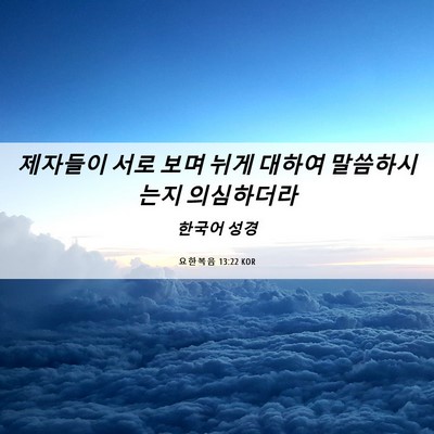 Picture 06 - 요한복음 13:22 KOR - 제자들이 서로 보며 뉘게 대하여 - Bible Verse Picture