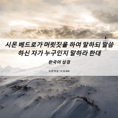 Picture 06 - 요한복음 13:24 KOR - 시몬 베드로가 머릿짓을 하여 말하되 - Bible Verse Picture