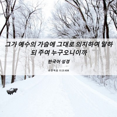 Picture 06 - 요한복음 13:25 KOR - 그가 예수의 가슴에 그대로 의지하여 - Bible Verse Picture