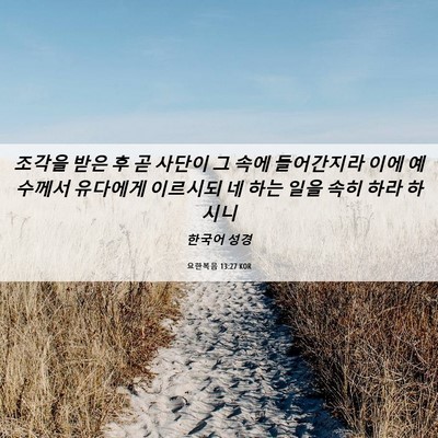 Picture 06 - 요한복음 13:27 KOR - 조각을 받은 후 곧 사단이 그 속에 - Bible Verse Picture