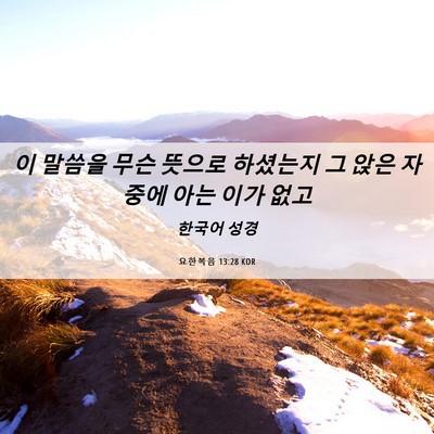 Picture 06 - 요한복음 13:28 KOR - 이 말씀을 무슨 뜻으로 하셨는지 그 - Bible Verse Picture