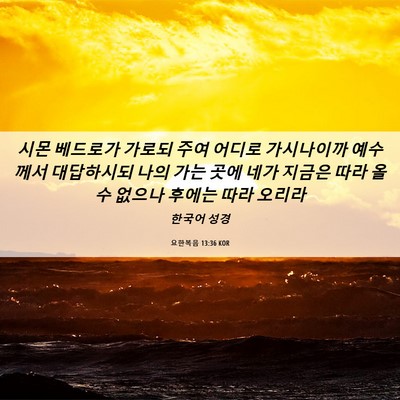 Picture 06 - 요한복음 13:36 KOR - 시몬 베드로가 가로되 주여 어디로 - Bible Verse Picture