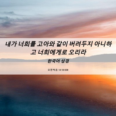 Picture 06 - 요한복음 14:18 KOR - 내가 너희를 고아와 같이 버려두지 - Bible Verse Picture