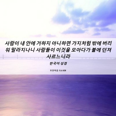 Picture 06 - 요한복음 15:6 KOR - 사람이 내 안에 거하지 아니하면 - Bible Verse Picture