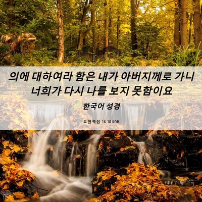 Picture 06 - 요한복음 16:10 KOR - 의에 대하여라 함은 내가 아버지께로 - Bible Verse Picture