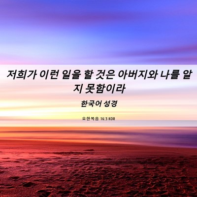 Picture 06 - 요한복음 16:3 KOR - 저희가 이런 일을 할 것은 아버지와 - Bible Verse Picture