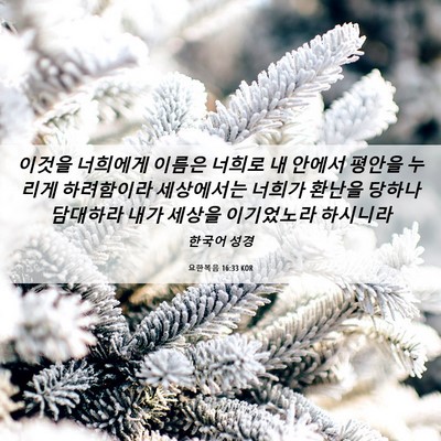 Picture 06 - 요한복음 16:33 KOR - 이것을 너희에게 이름은 너희로 내 - Bible Verse Picture