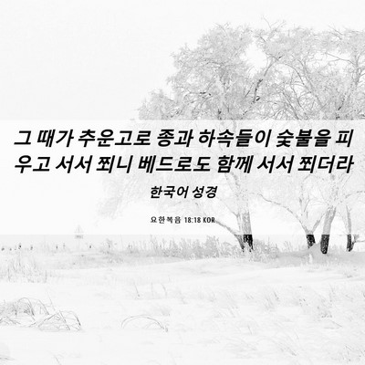 Picture 06 - 요한복음 18:18 KOR - 그 때가 추운고로 종과 하속들이 - Bible Verse Picture