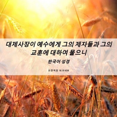 Picture 06 - 요한복음 18:19 KOR - 대제사장이 예수에게 그의 제자들과 - Bible Verse Picture