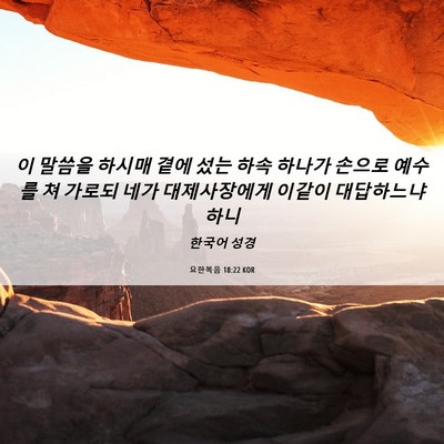 Picture 06 - 요한복음 18:22 KOR - 이 말씀을 하시매 곁에 섰는 하속 - Bible Verse Picture
