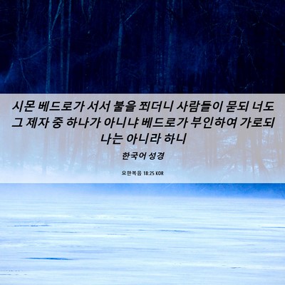 Picture 06 - 요한복음 18:25 KOR - 시몬 베드로가 서서 불을 쬐더니 - Bible Verse Picture