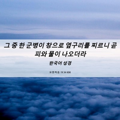 Picture 06 - 요한복음 19:34 KOR - 그 중 한 군병이 창으로 옆구리를 - Bible Verse Picture