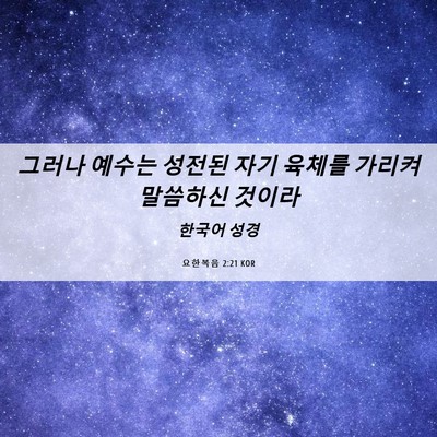 Picture 06 - 요한복음 2:21 KOR - 그러나 예수는 성전된 자기 육체를 - Bible Verse Picture