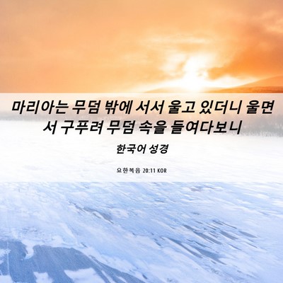 Picture 06 - 요한복음 20:11 KOR - 마리아는 무덤 밖에 서서 울고 - Bible Verse Picture