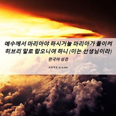Picture 06 - 요한복음 20:16 KOR - 예수께서 마리아야 하시거늘 - Bible Verse Picture