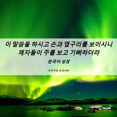 Picture 06 - 요한복음 20:20 KOR - 이 말씀을 하시고 손과 옆구리를 - Bible Verse Picture