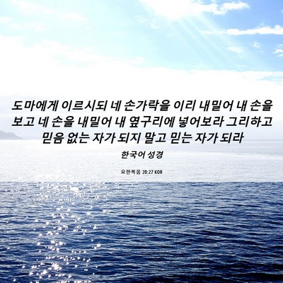 Picture 06 - 요한복음 20:27 KOR - 도마에게 이르시되 네 손가락을 이리 - Bible Verse Picture