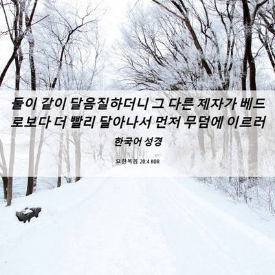 Picture 06 - 요한복음 20:4 KOR - 둘이 같이 달음질하더니 그 다른 - Bible Verse Picture