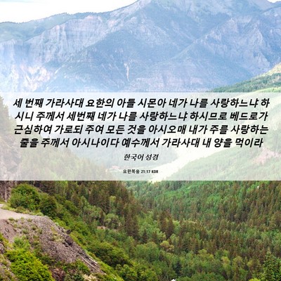 Picture 06 - 요한복음 21:17 KOR - 세 번째 가라사대 요한의 아들 - Bible Verse Picture