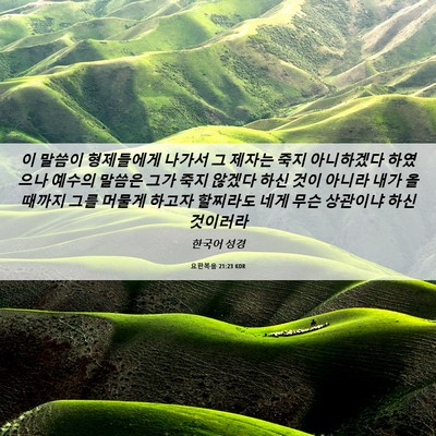 Picture 06 - 요한복음 21:23 KOR - 이 말씀이 형제들에게 나가서 그 - Bible Verse Picture