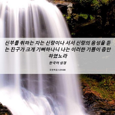 Picture 06 - 요한복음 3:29 KOR - 신부를 취하는 자는 신랑이나 서서 - Bible Verse Picture