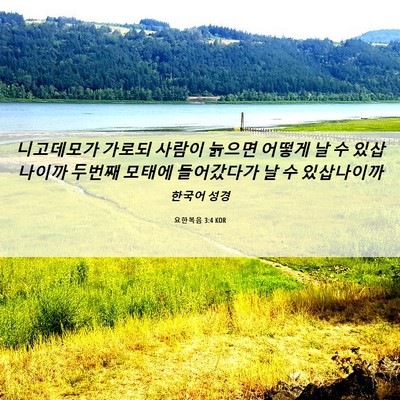 Picture 06 - 요한복음 3:4 KOR - 니고데모가 가로되 사람이 늙으면 - Bible Verse Picture