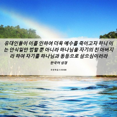 Picture 06 - 요한복음 5:18 KOR - 유대인들이 이를 인하여 더욱 예수를 - Bible Verse Picture