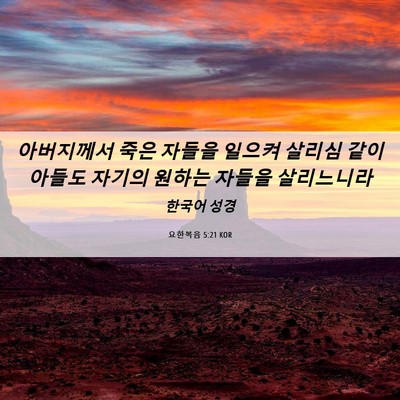Picture 06 - 요한복음 5:21 KOR - 아버지께서 죽은 자들을 일으켜 - Bible Verse Picture