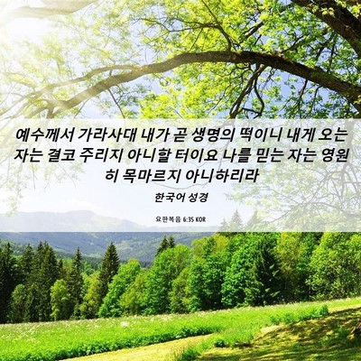 Picture 06 - 요한복음 6:35 KOR - 예수께서 가라사대 내가 곧 생명의 - Bible Verse Picture