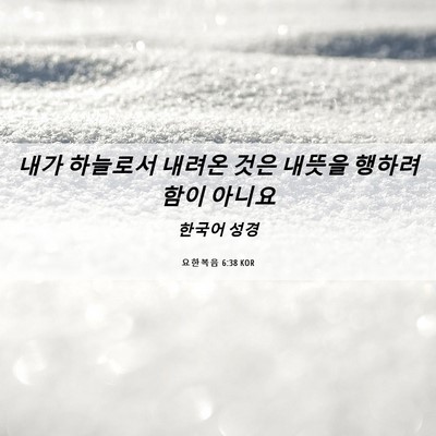 Picture 06 - 요한복음 6:38 KOR - 내가 하늘로서 내려온 것은 내뜻을 - Bible Verse Picture