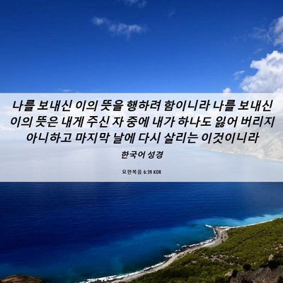Picture 06 - 요한복음 6:39 KOR - 나를 보내신 이의 뜻을 행하려 - Bible Verse Picture