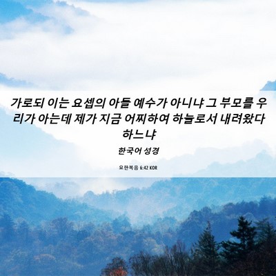 Picture 06 - 요한복음 6:42 KOR - 가로되 이는 요셉의 아들 예수가 - Bible Verse Picture