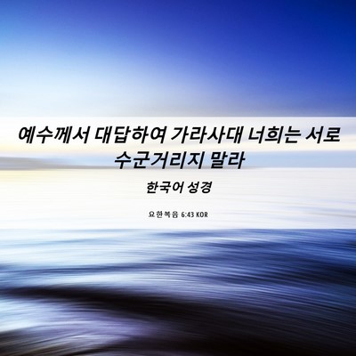 Picture 06 - 요한복음 6:43 KOR - 예수께서 대답하여 가라사대 너희는 - Bible Verse Picture