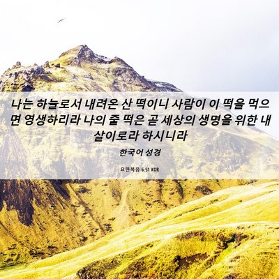 Picture 06 - 요한복음 6:51 KOR - 나는 하늘로서 내려온 산 떡이니 - Bible Verse Picture