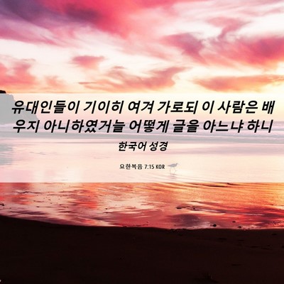 Picture 06 - 요한복음 7:15 KOR - 유대인들이 기이히 여겨 가로되 이 - Bible Verse Picture