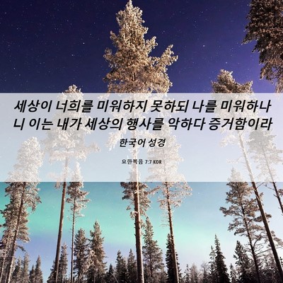 Picture 06 - 요한복음 7:7 KOR - 세상이 너희를 미워하지 못하되 나를 - Bible Verse Picture