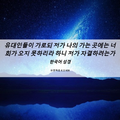 Picture 06 - 요한복음 8:22 KOR - 유대인들이 가로되 저가 나의 가는 - Bible Verse Picture