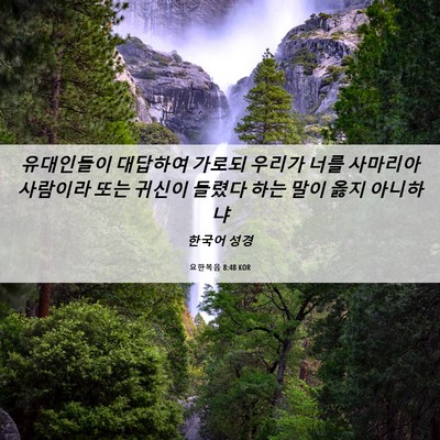 Picture 06 - 요한복음 8:48 KOR - 유대인들이 대답하여 가로되 우리가 - Bible Verse Picture