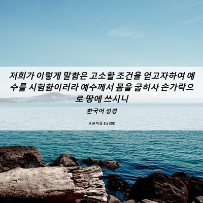 Picture 06 - 요한복음 8:6 KOR - 저희가 이렇게 말함은 고소할 조건을 - Bible Verse Picture