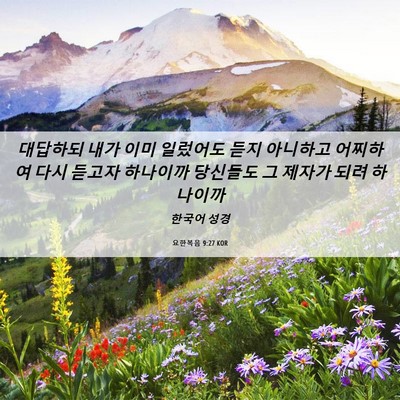 Picture 06 - 요한복음 9:27 KOR - 대답하되 내가 이미 일렀어도 듣지 - Bible Verse Picture