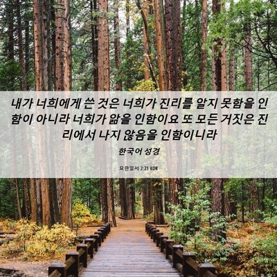 Picture 06 - 요한일서 2:21 KOR - 내가 너희에게 쓴 것은 너희가 - Bible Verse Picture