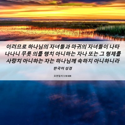 Picture 06 - 요한일서 3:10 KOR - 이러므로 하나님의 자녀들과 마귀의 - Bible Verse Picture