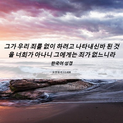 Picture 06 - 요한일서 3:5 KOR - 그가 우리 죄를 없이 하려고 - Bible Verse Picture