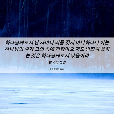 Picture 06 - 요한일서 3:9 KOR - 하나님께로서 난 자마다 죄를 짓지 - Bible Verse Picture
